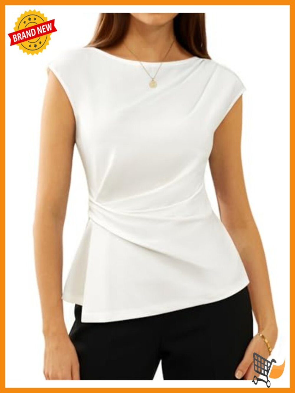 Peplum Blouse Dressy Cap Sleeve Office Top Lightweight Stretch